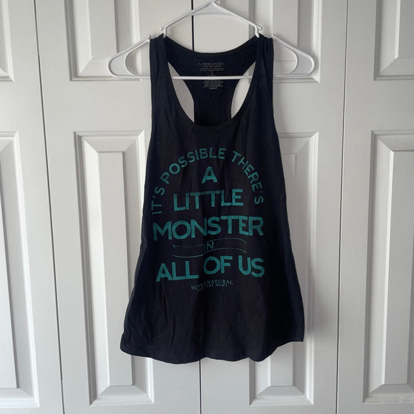 Women's Supernatural Black Teal Graphic Racerback Tank Top Size Medium - Picture 2 of 5